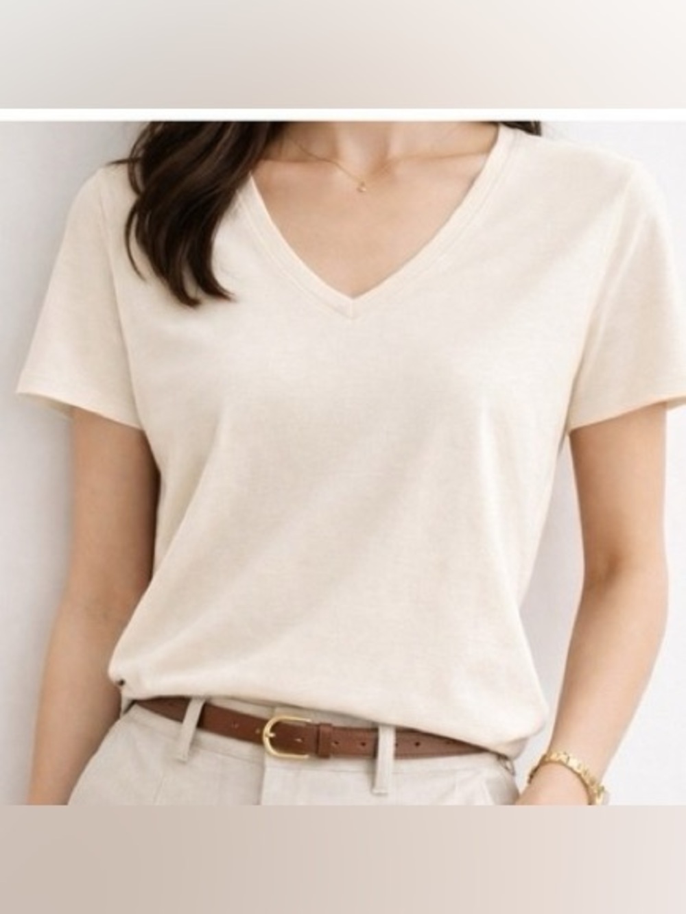 Theory Women's Soft Cream V-Neck Tee